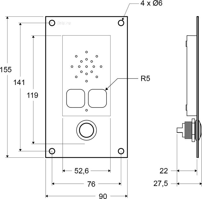 SL6-Sprechstelle mit Piktogrammlinsen und Alarmtaste für oberflächenbündige Montage (2)