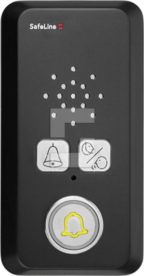 SafeLine SL6-talestasjon, design for utenpåliggende montering, i mørk mattert svart med piktogramlinser og knapp (1)