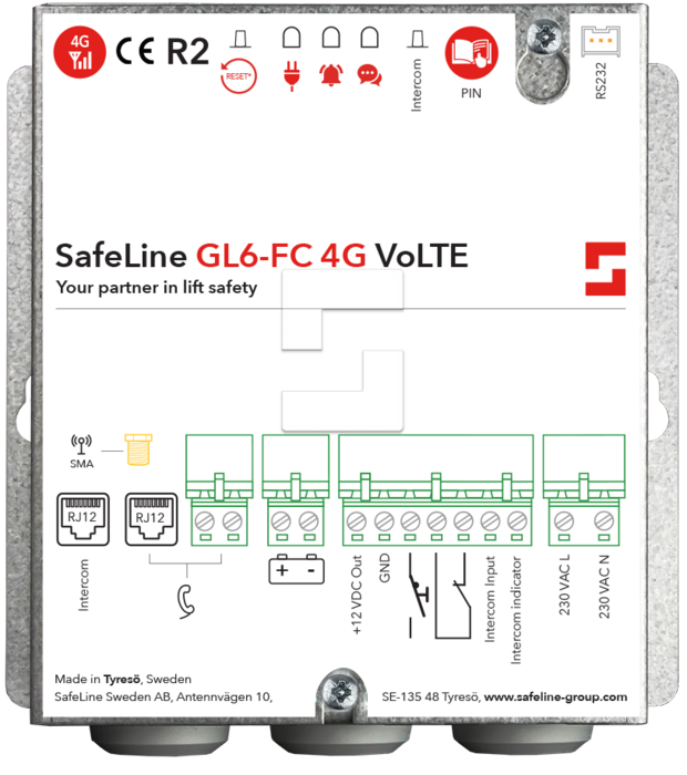 SafeLine GL6 gateway 4G VoLTE, helkapslad