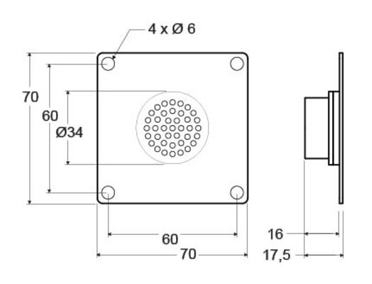 Speaker, flush mounting plate, 2 m, open (3)